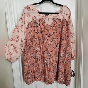 New directions curvy 3x floral color block blouse